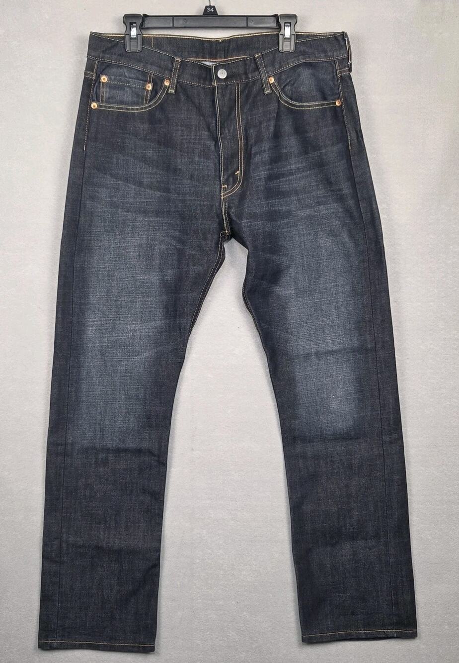 Levis 513 Slim Straight Jeans Mens 36x31 Dark Wash Indigo EUC